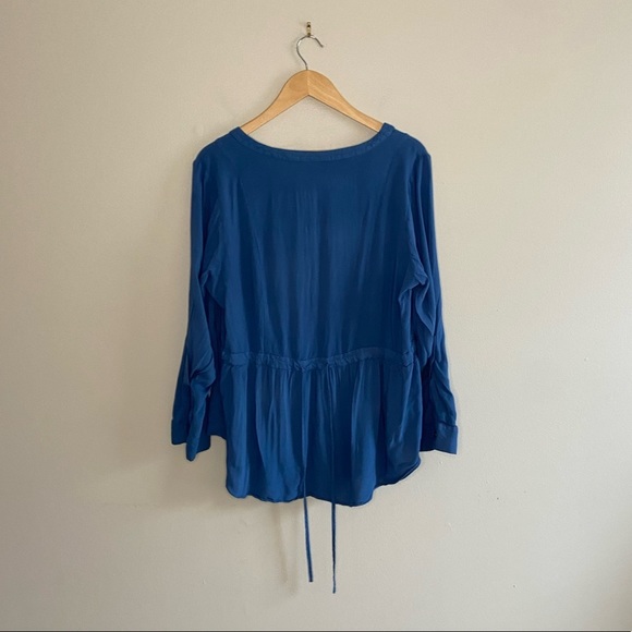 Modcloth Trusty Travel Blue Button Up Blouse, size 2X - Picture 5 of 9